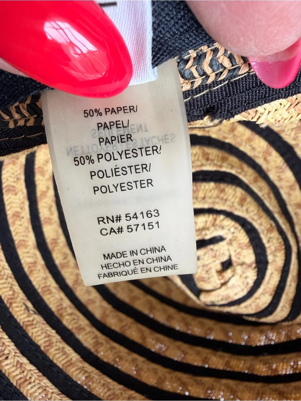 Calvin Klein Black Tan Striped Woven Fedora Hat